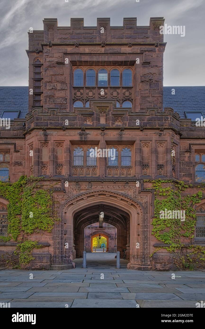 Princeton East Pyne - Vue sur le style d'architecture gothique collégiale de l'East Pyne Hall couvert de lierre dans le New Jersey. Université de Princeton Banque D'Images