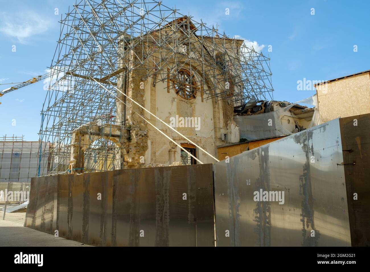 L'église Saint-Benoît en Norcia, détruite lors d'un tremblement de terre le 30 octobre 2016., Ombrie, Italie Banque D'Images