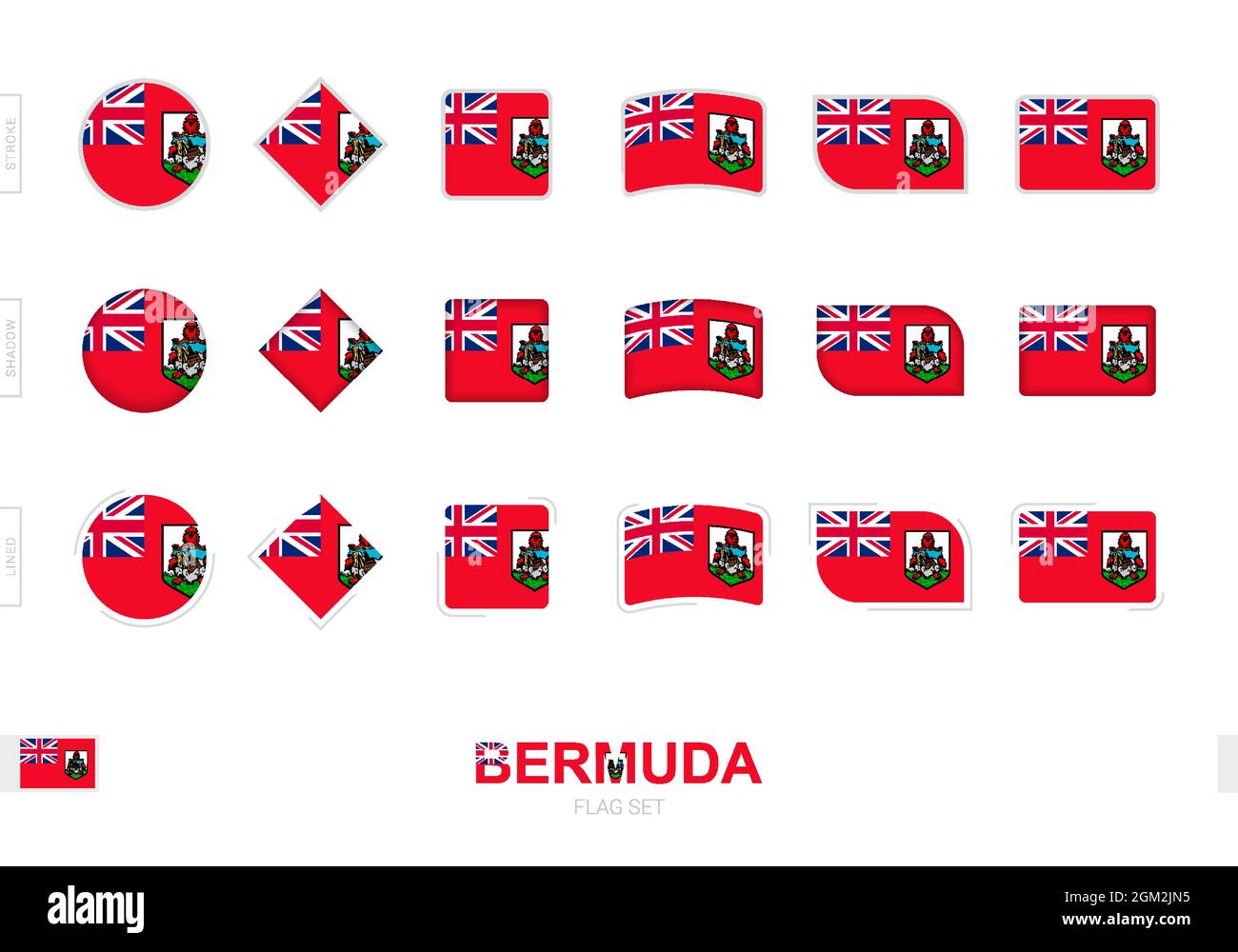 Drapeau des Bermudes, drapeaux simples des Bermudes avec trois effets différents. Illustration vectorielle. Illustration de Vecteur