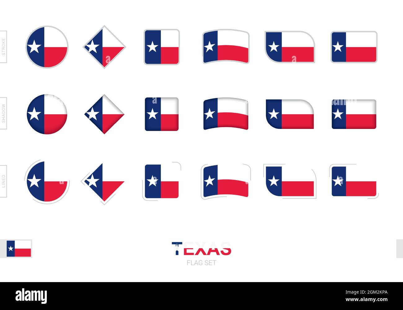 Ensemble de drapeaux du Texas, drapeaux simples du Texas avec trois