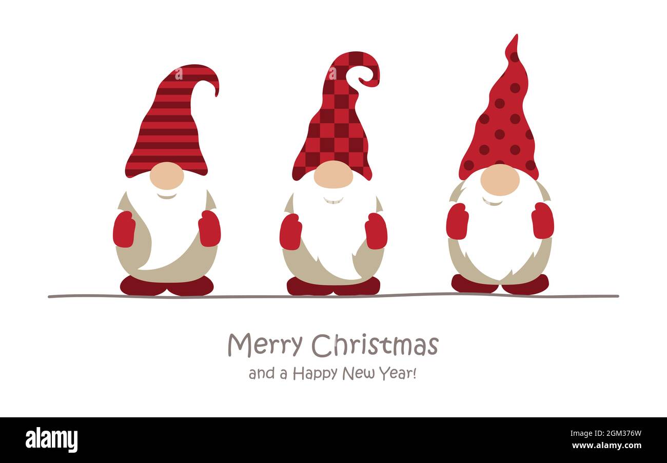 carte de vœux de joyeux noël avec joli nain Illustration de Vecteur