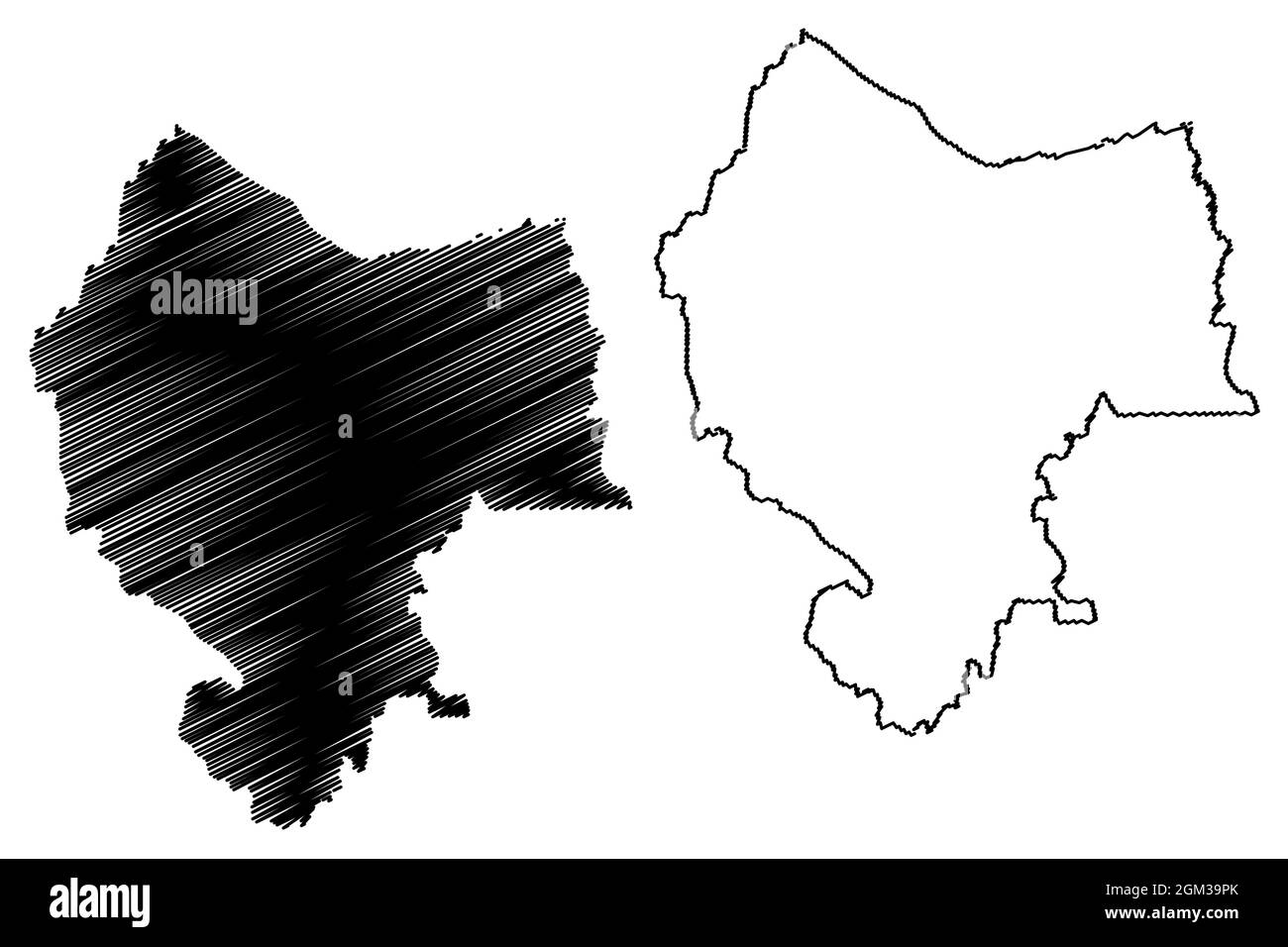 Carte du district de Balrampur (État de l'Uttar Pradesh, République de l'Inde) illustration vectorielle, schéma de scribble carte de Balrampur Illustration de Vecteur