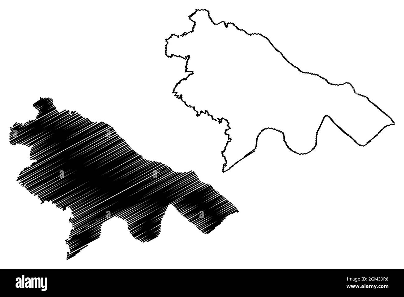 District de Ballia (État de l'Uttar Pradesh, République de l'Inde) carte illustration vectorielle, scribble croquis carte de Ballia Illustration de Vecteur