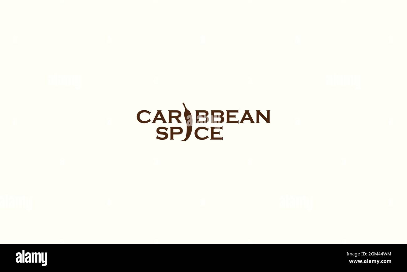 LOGO CARIBBEAN SPICE AVEC EFFET D'ESPACE NÉGATIF Illustration de Vecteur