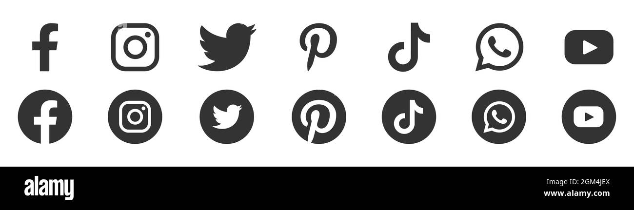 Ensemble d'icônes de réseaux sociaux ou logos de réseaux sociaux ensemble d'icônes plates pour les applications et les sites Web définis Banque D'Images