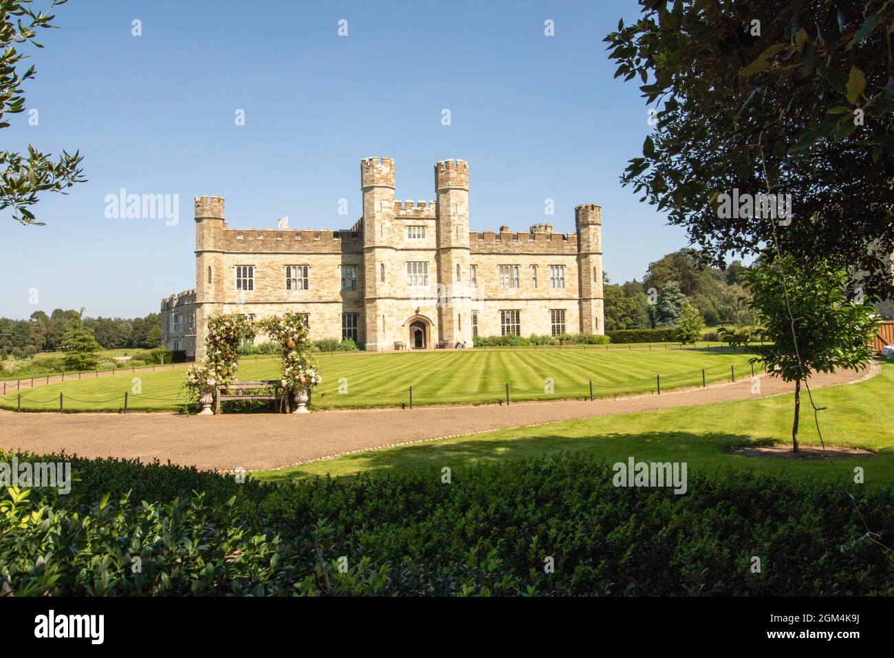 Vue sur le château de Leeds, Kent, Angleterre, Banque D'Images