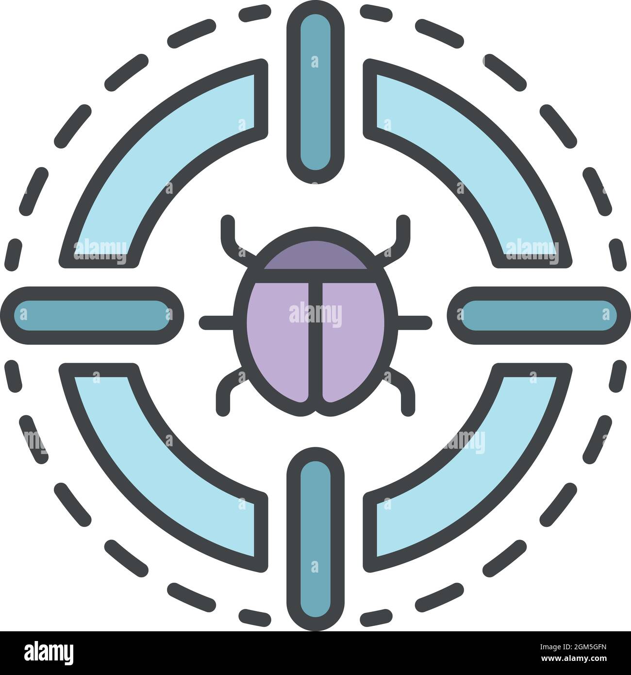 Icône virus détecté. Outline virus détecté vecteur icône couleur plat isolé sur blanc Illustration de Vecteur