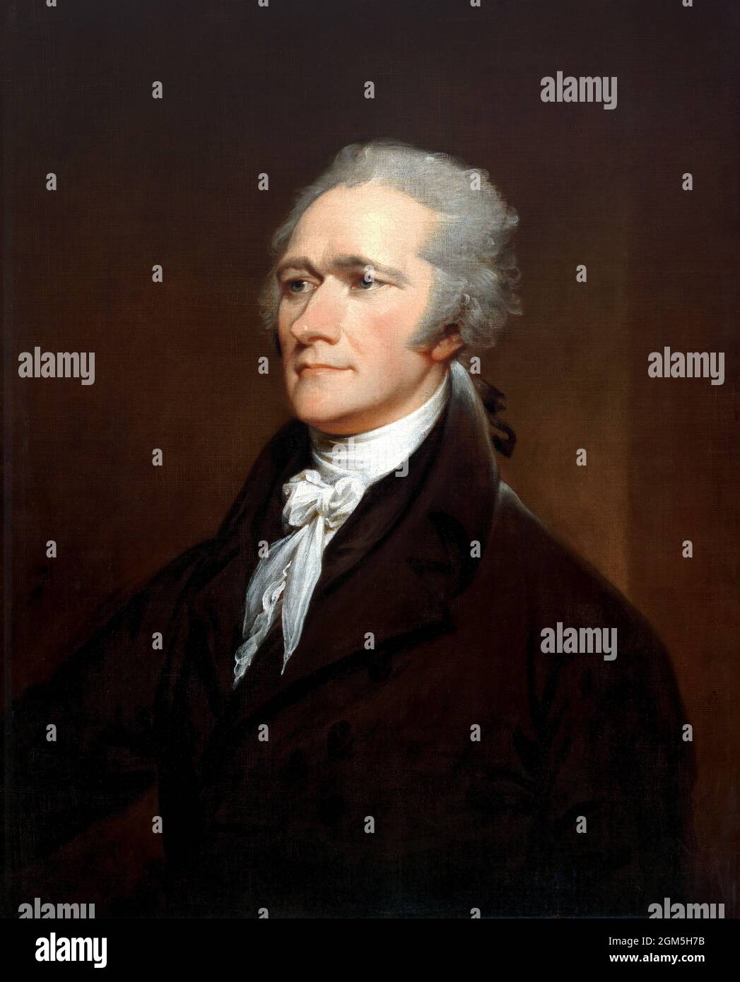 Alexander Hamilton (1757-1804), homme d'État américain, Portrait de la tête et des épaules, peinture de l'huile sur toile par John Trumbull, 1806 Banque D'Images