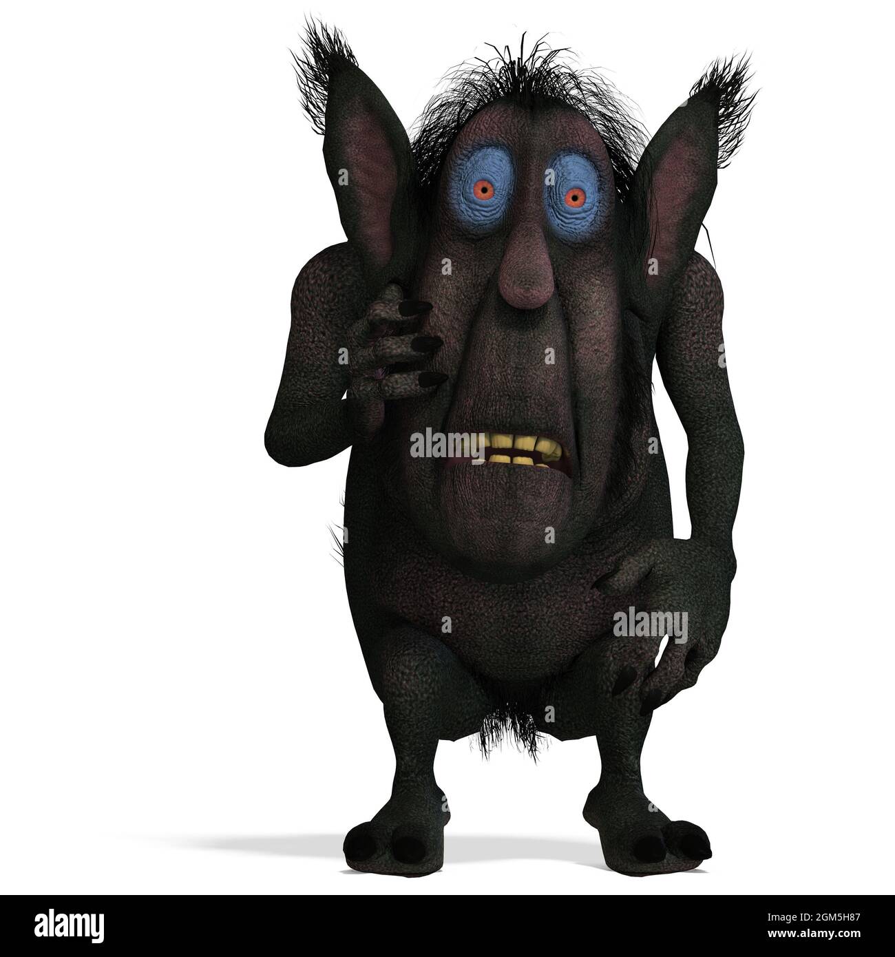 Illustration 3d D Un Joli Et Drole De Dessin Anime Troll Geezing Sur Blanc Photo Stock Alamy