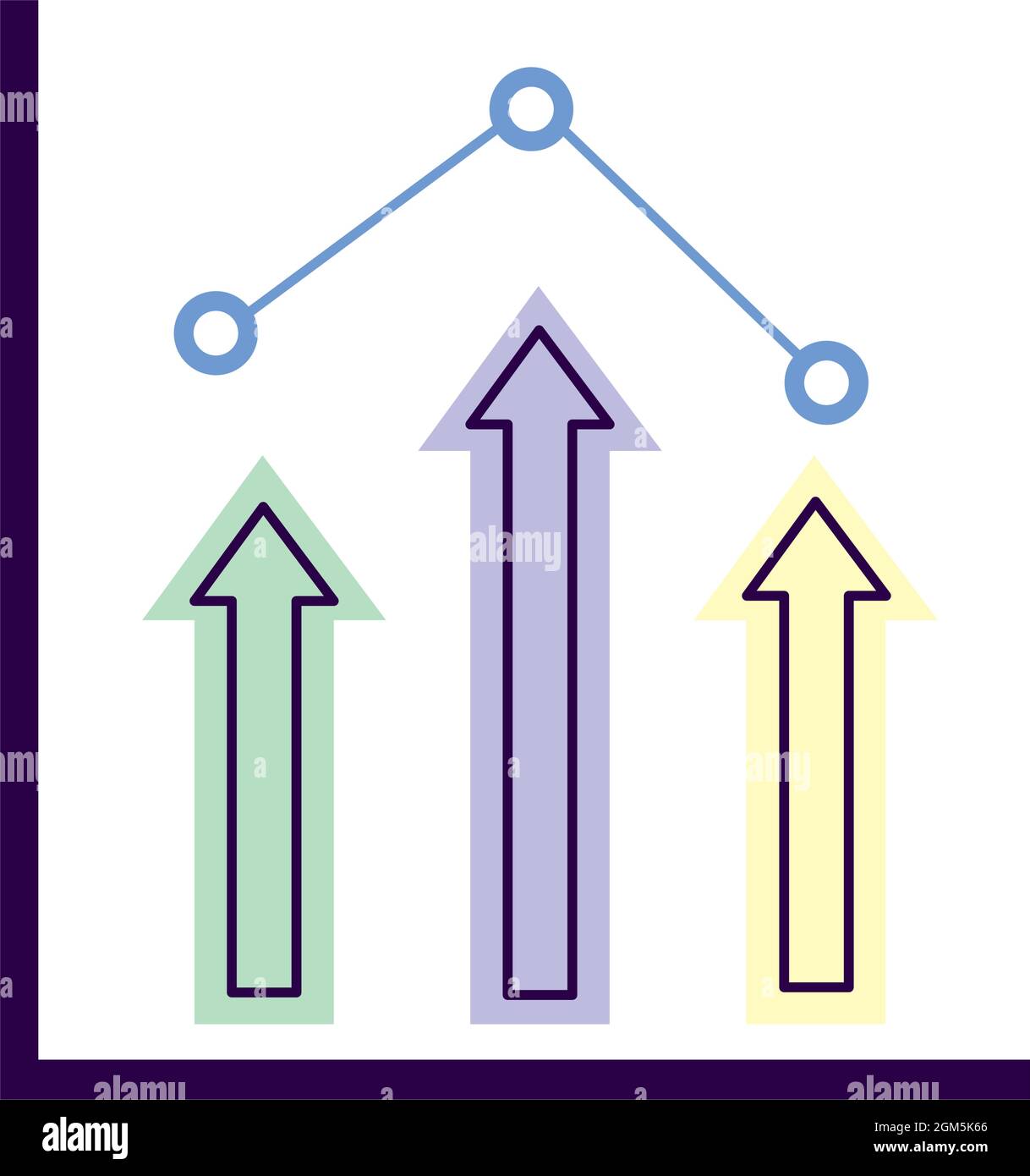 graphique linéaire avec flèches d'augmentation sur fond blanc Illustration de Vecteur