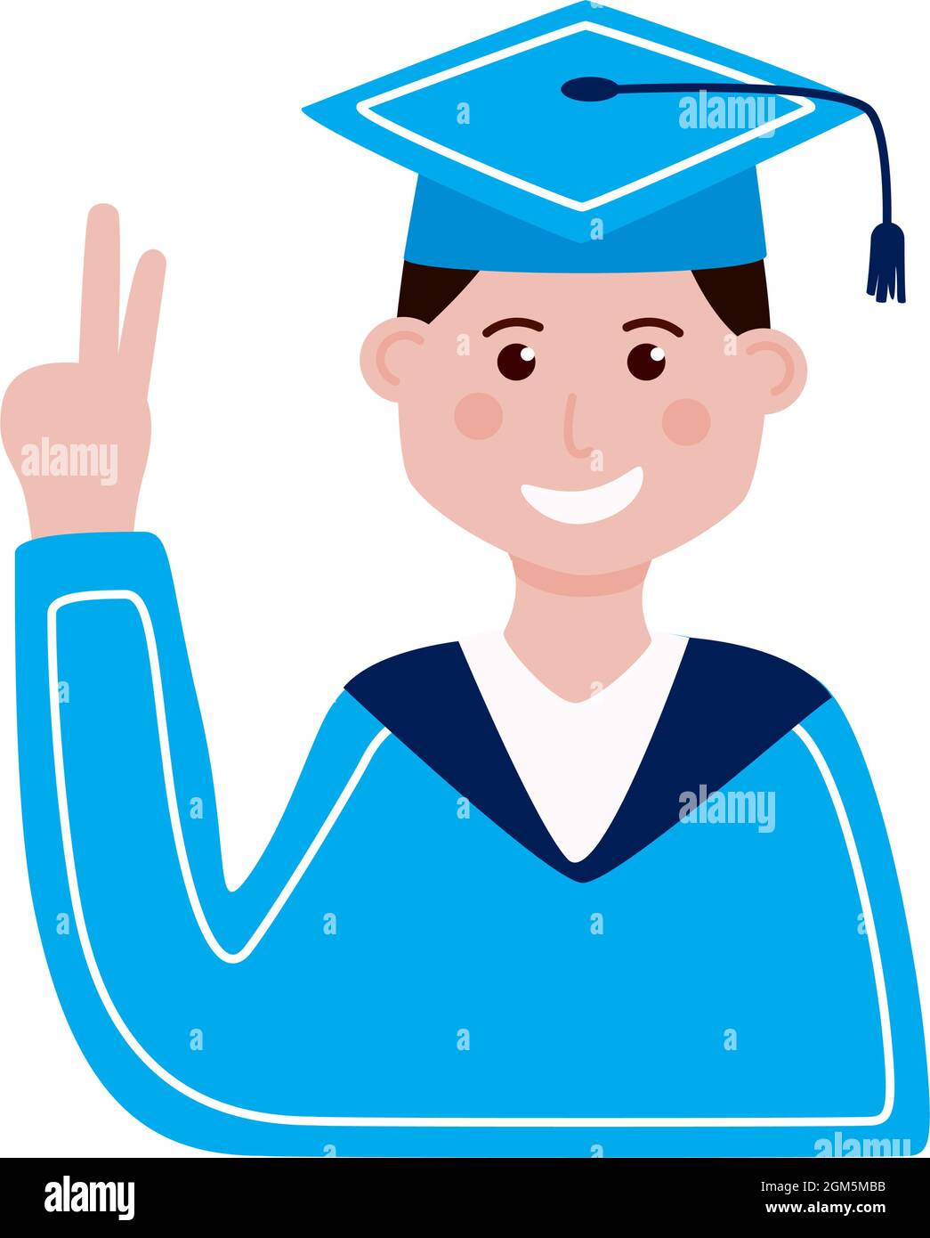 un garçon diplômé dit bonjour sur fond blanc Illustration de Vecteur