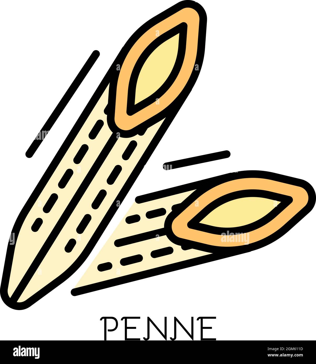 Icône Penne Pasta. Outline penne pasta vecteur icône couleur plat isolé sur blanc Illustration de Vecteur