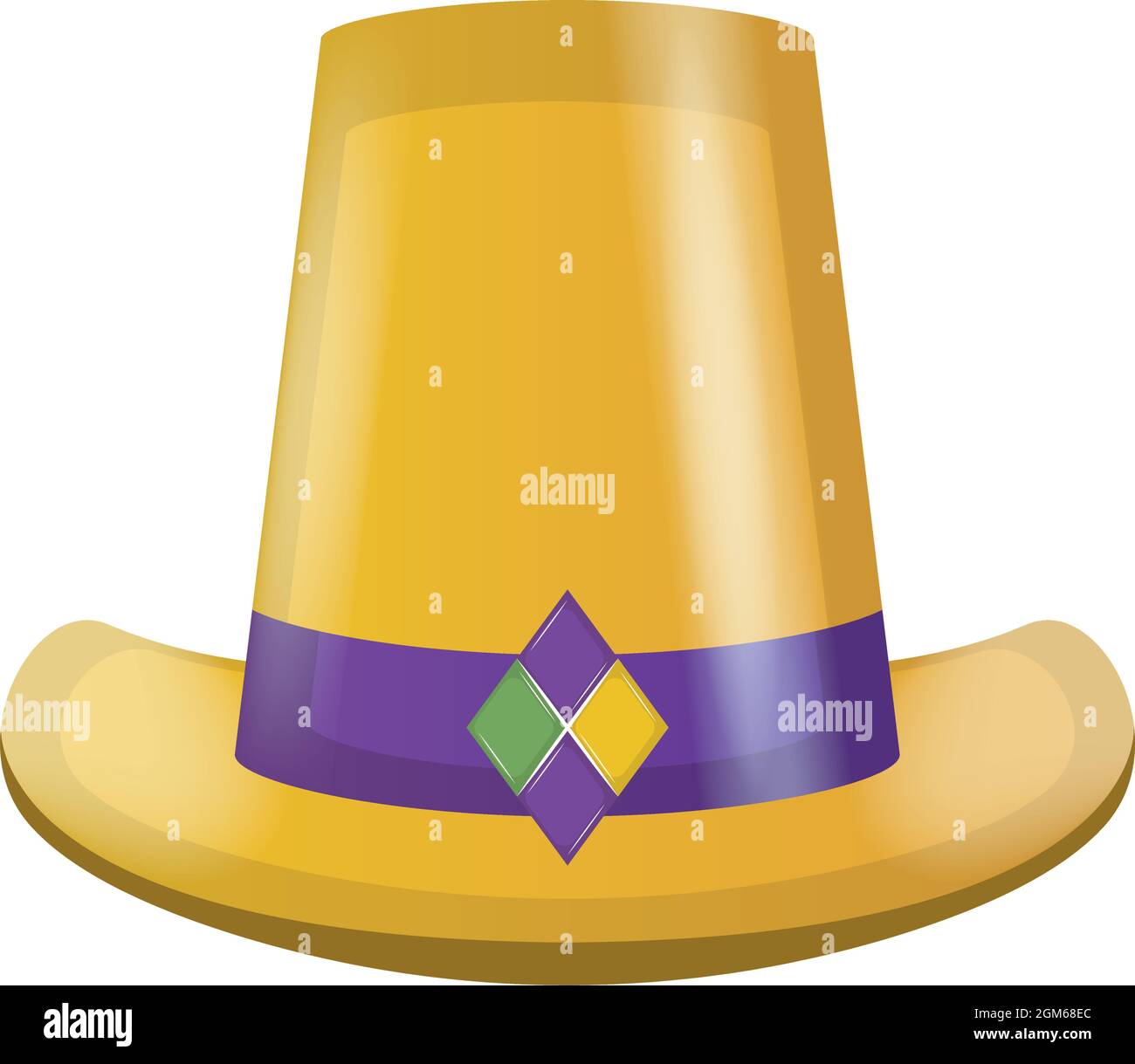 Chapeau doré isolé avec ruban coloré Illustration de Vecteur