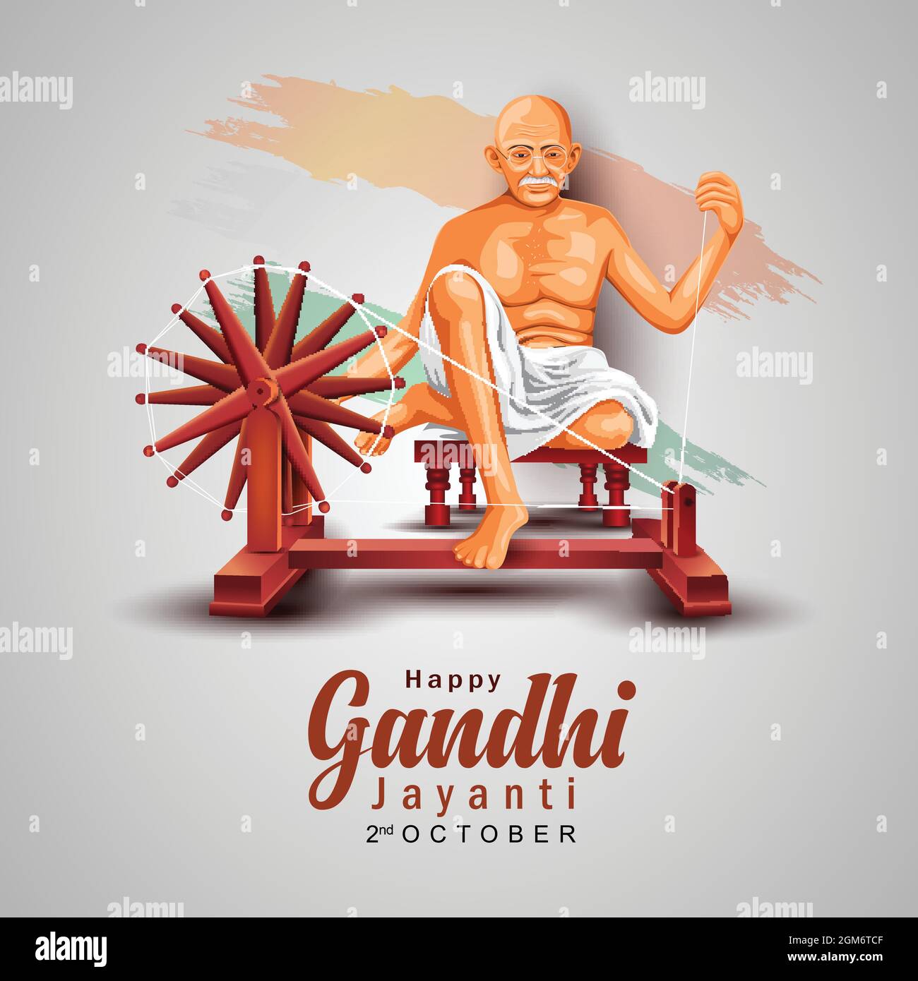 Mahatma Gandhi jayanti 2 octobre avec dessin créatif vecteur illustration, Mohandas Karam Chandra Gandhi anniversaire. Illustration de Vecteur