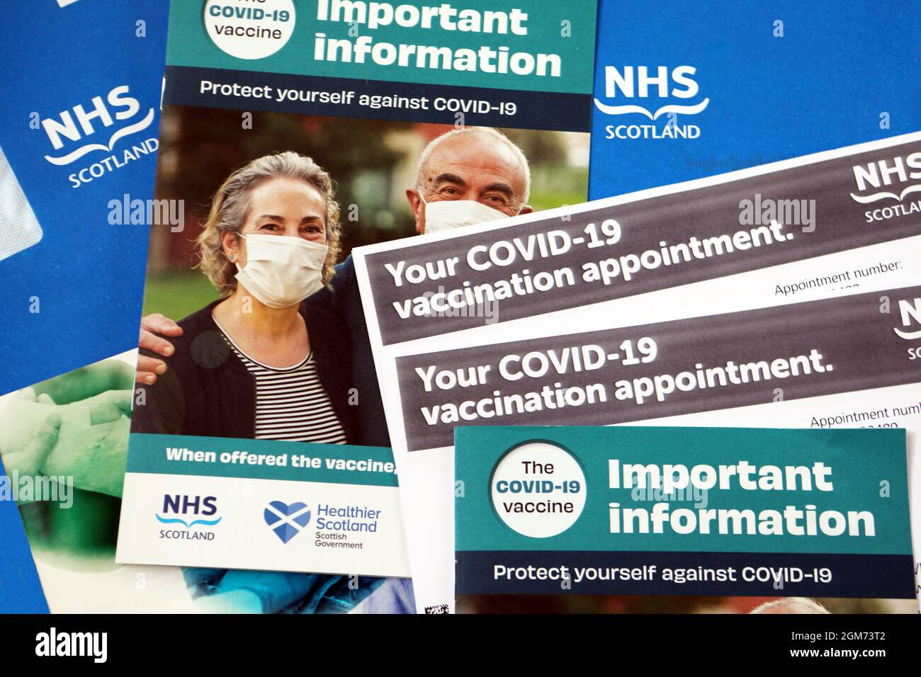Covid 19 lettres de rendez-vous de vaccination et informations envoyées par NHS Ecosse Banque D'Images