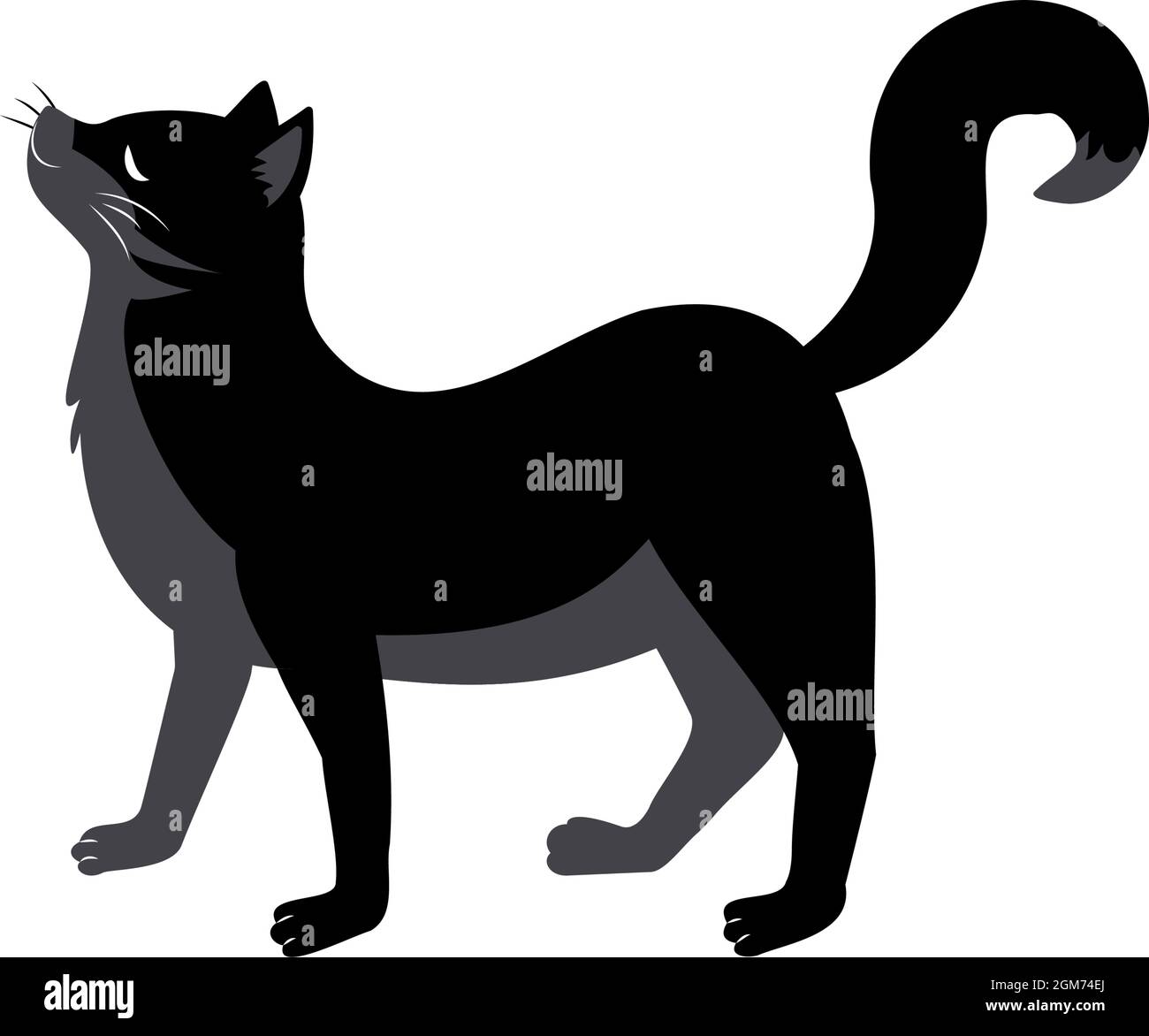 Chat noir avec dos incurvé et queue relevée. Décoration d'animaux festifs pour Halloween, vacances d'automne et design Illustration de Vecteur