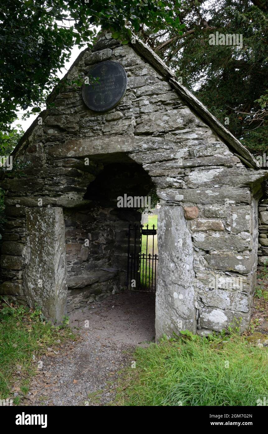Porte Lych à l'église Saint Mehangell datant de la fin du XVIe siècle ou du début du XVIIe siècle Pennant Melangell Powys Wales Cymru Royaume-Uni Banque D'Images