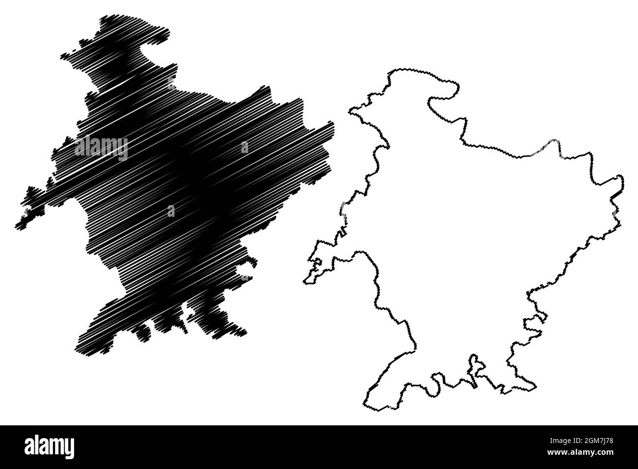 District de Banda (État de l'Uttar Pradesh, République de l'Inde) carte illustration vectorielle, scribble croquis carte de Banda Illustration de Vecteur