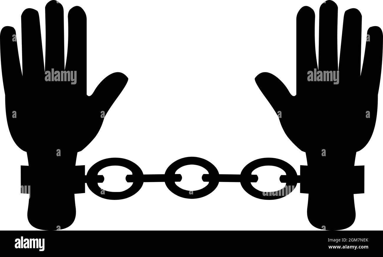 Illustration vectorielle de la silhouette noire d'une main chaînée Illustration de Vecteur