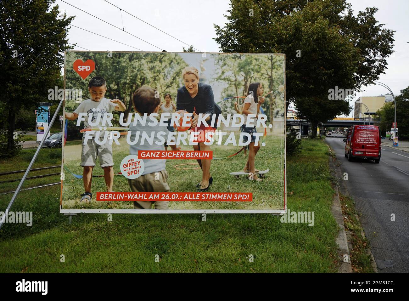 Franziska Giffey (SPD) - Wahlplakate zu den Bundestag 2021, Berlin-Prenzlauer Berg (nur fuer redaktionelle Verwendung. Keine Werbung. Référence Banque D'Images