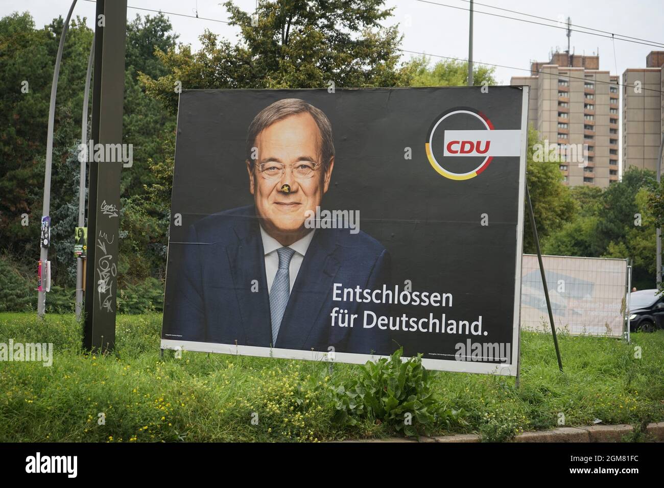 Armin Laschet (CDU) - Wahlplakate zu den Bundestag 2021, Berlin-Prenzlauer Berg (nur fuer redaktionelle Verwendung. Keine Werbung. Referenzdat Banque D'Images