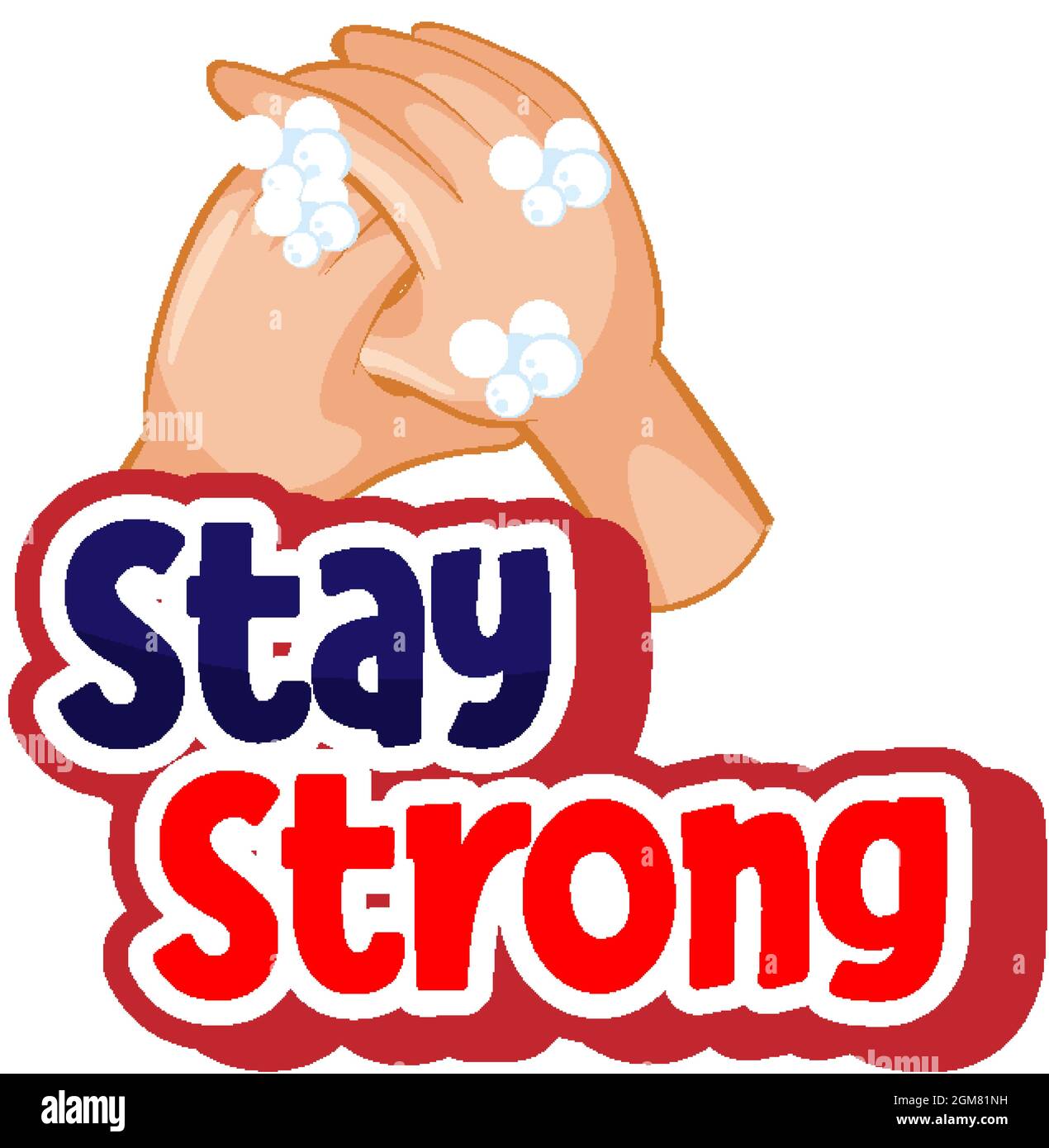 Police de caractères solide avec style de dessin animé avec main de lavage avec savon isolé sur fond blanc illustration Illustration de Vecteur