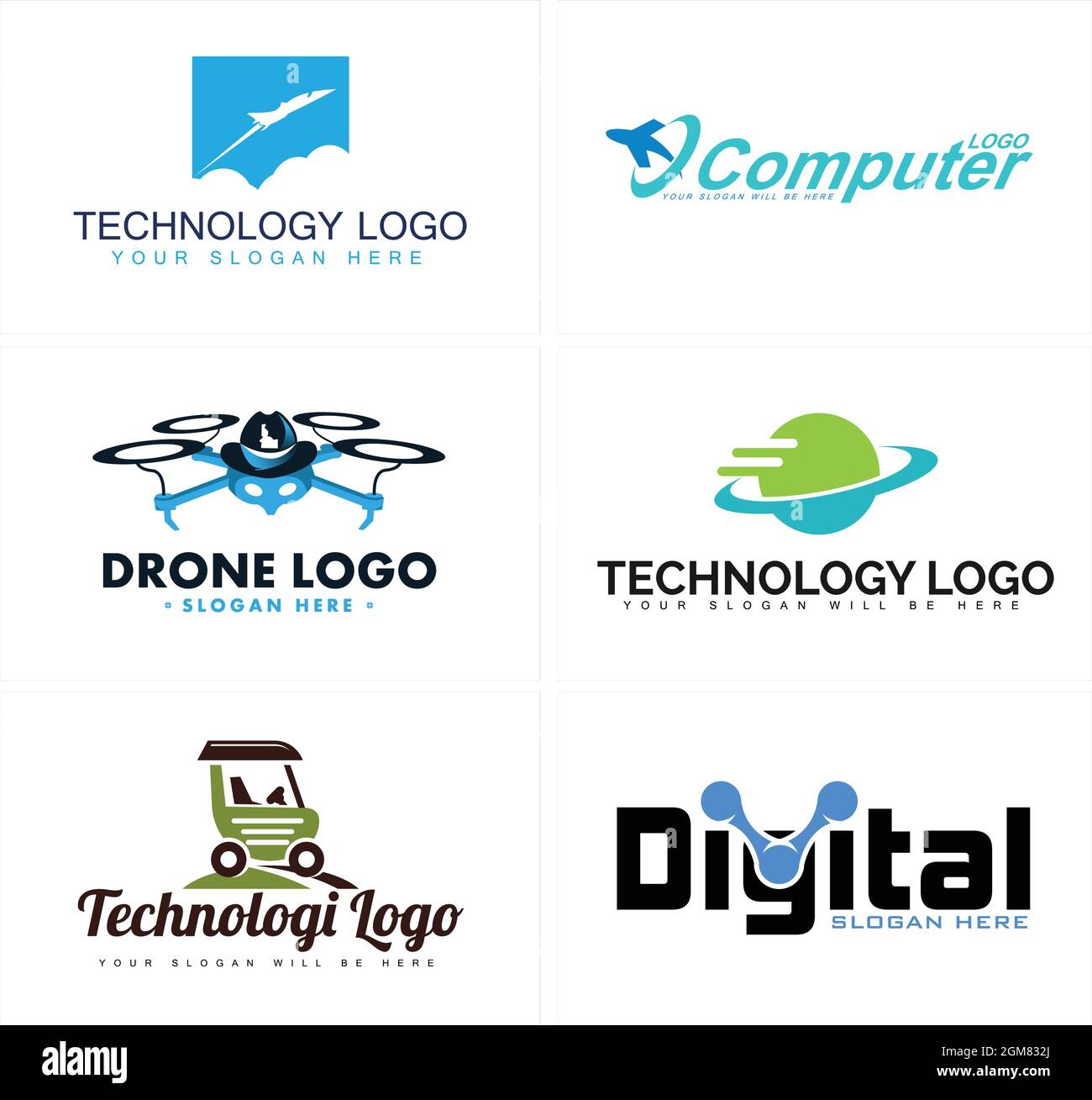 un logo d'icône numérique de la technologie set Illustration de Vecteur