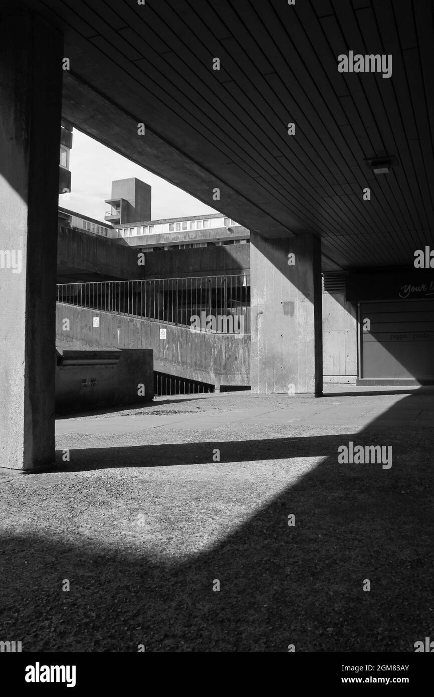 Architecture brutaliste à Southampton. Banque D'Images