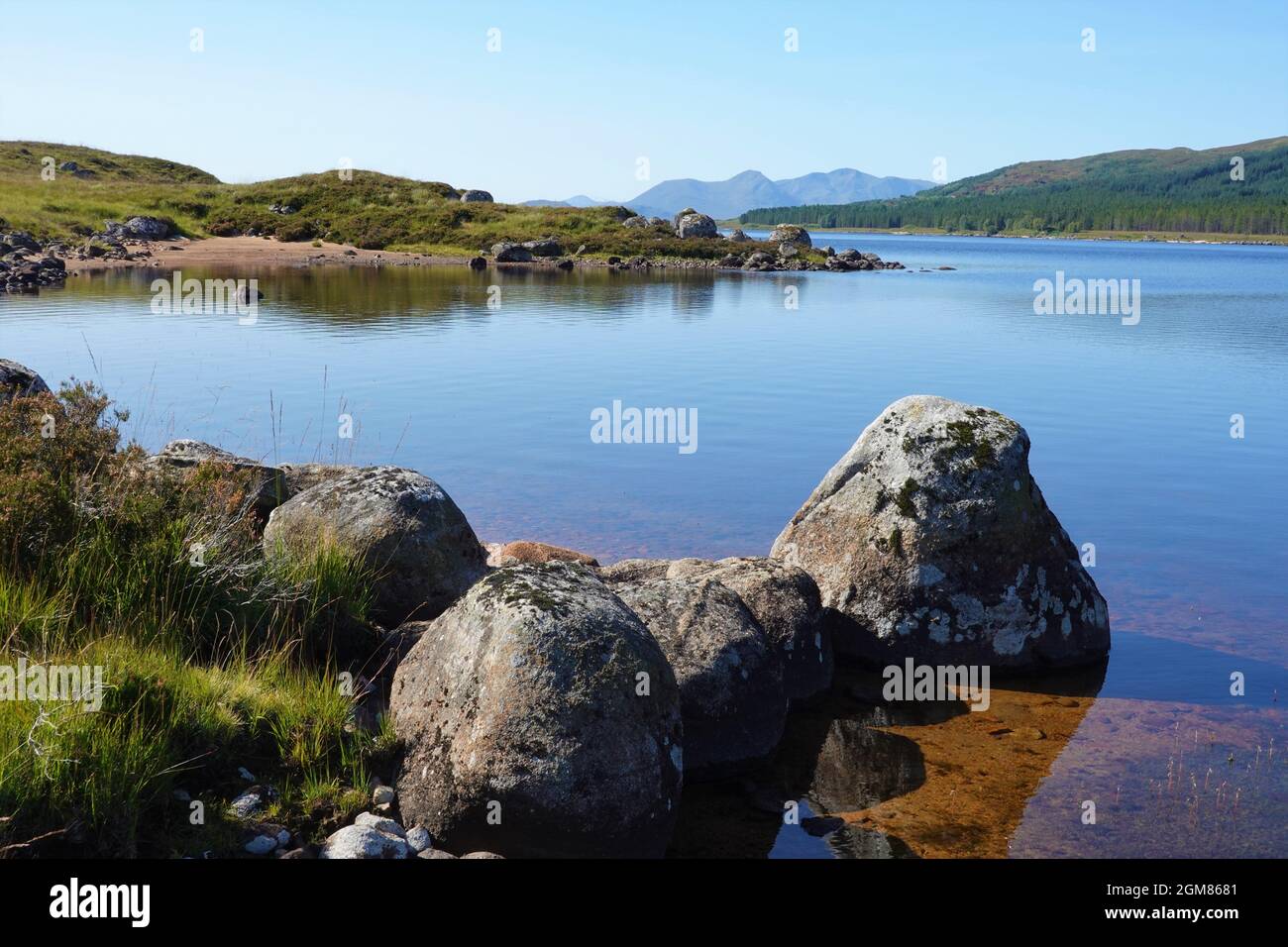 Vue sur le Loch Laidon en direction de Glen COE, Scottish Highlands, Royaume-Uni Banque D'Images