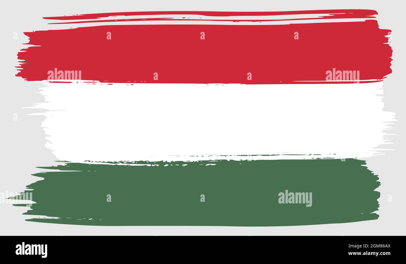 Drapeau de la Hongrie aquarelle avec trait de pinceau. Symbole national hongrois. Illustration vectorielle d'arrière-plan Doodle Illustration de Vecteur