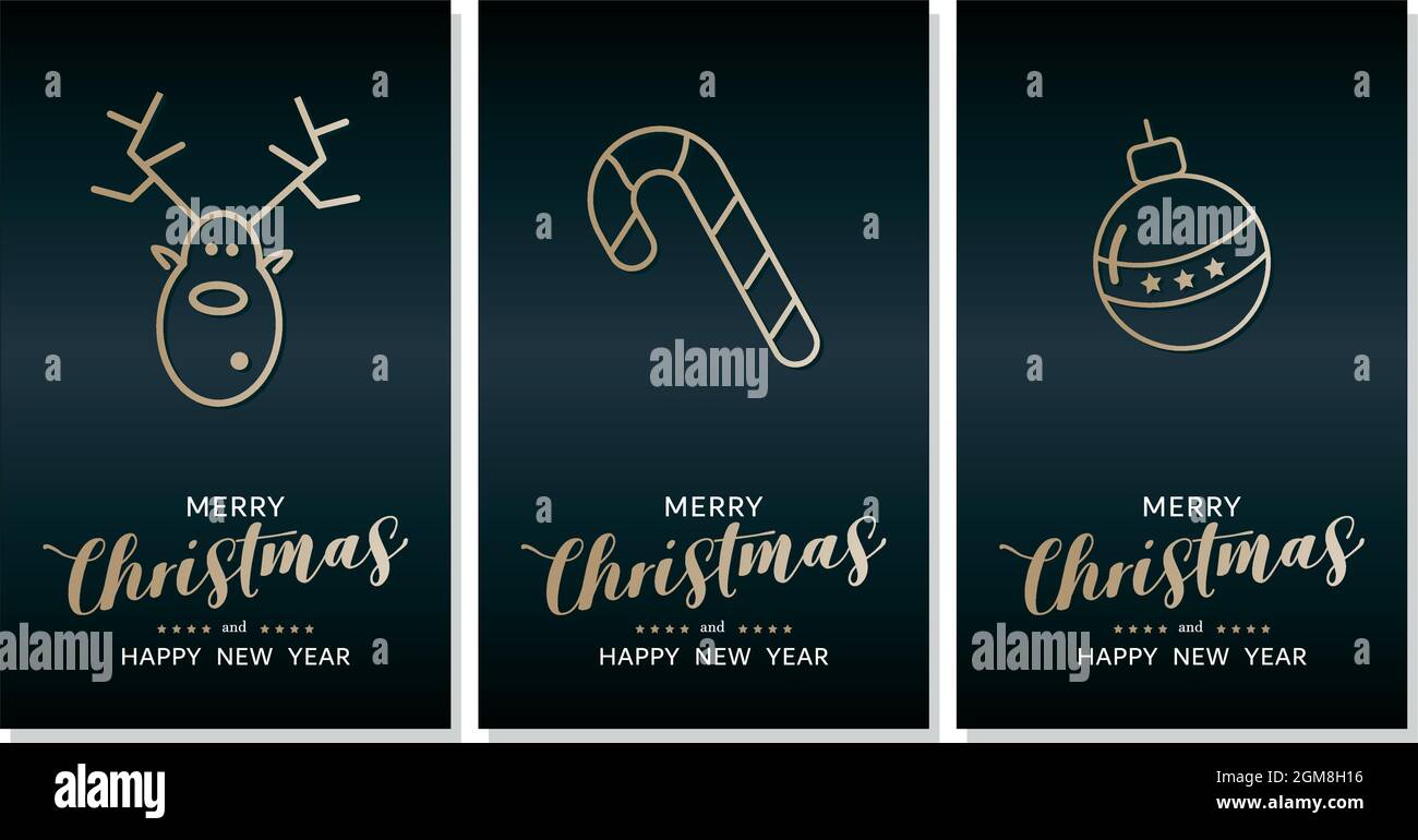 Bonne année de fond. Tête de Noël dorée de renne et flocons de neige. Modèle vectoriel pour carte de vœux. Illustration de Vecteur