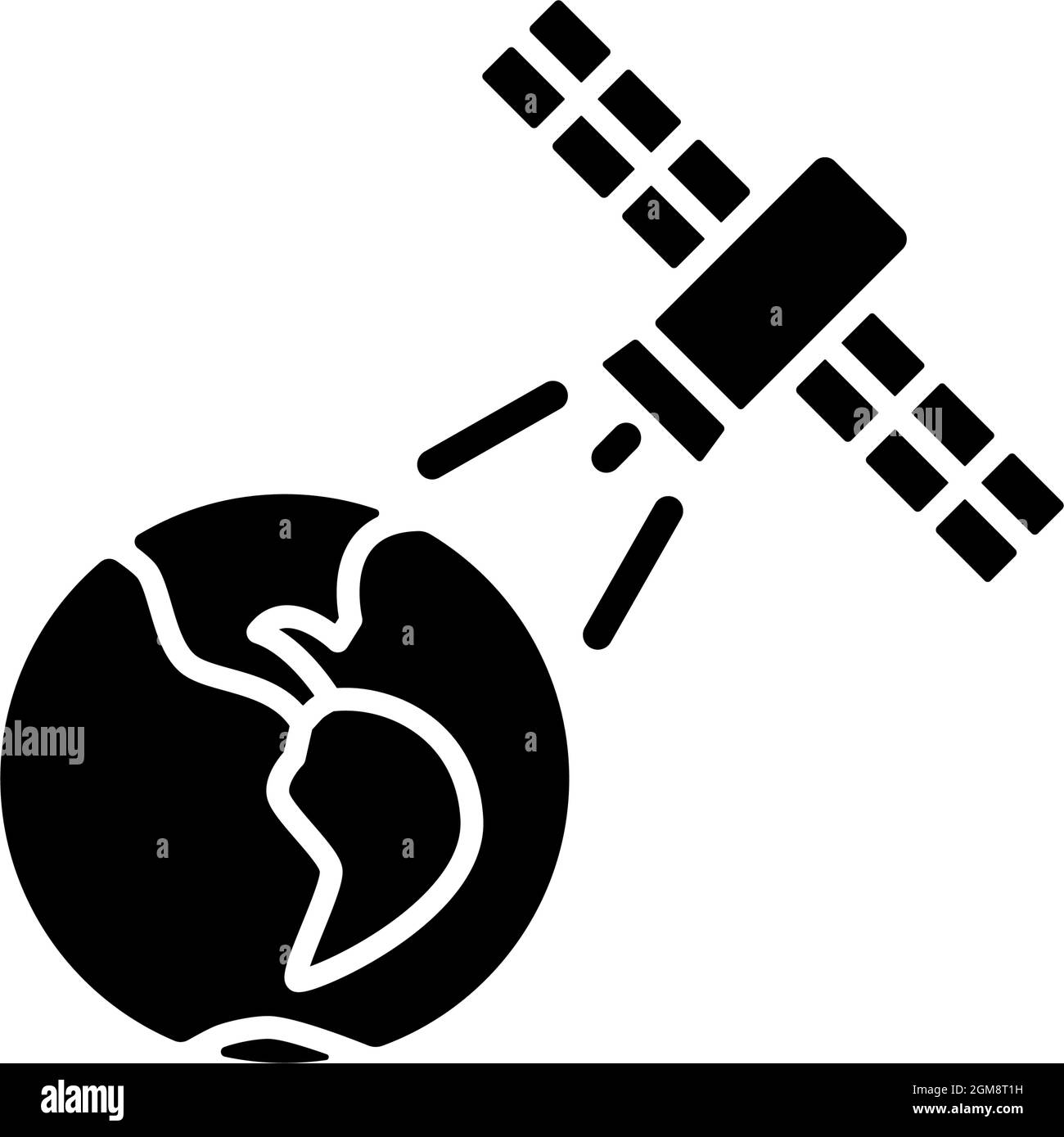 Icône de glyphe noir du processus d'observation de la terre Illustration de Vecteur