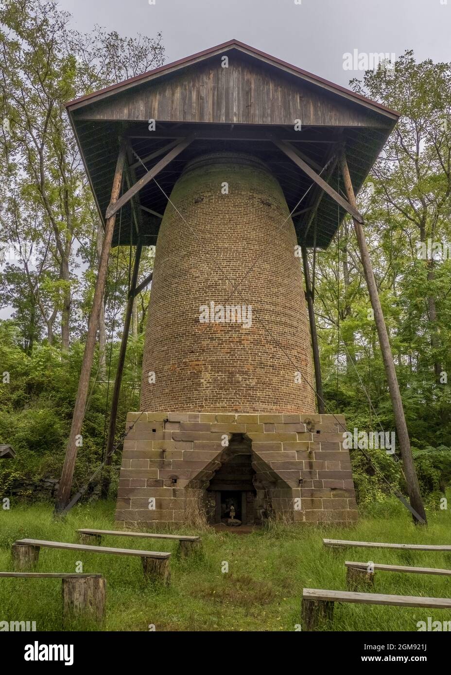 Howell Works Iron Furnace site, Allaire Village, Allaire State Park, Monmouth County, New Jersey, ÉTATS-UNIS Banque D'Images