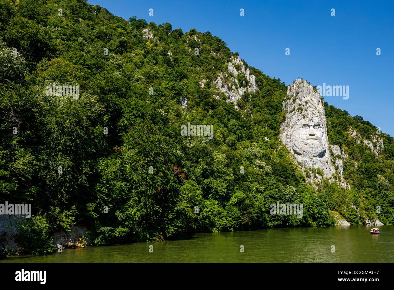 La statue de Decebal Rex sur le Danube en Roumanie Banque D'Images