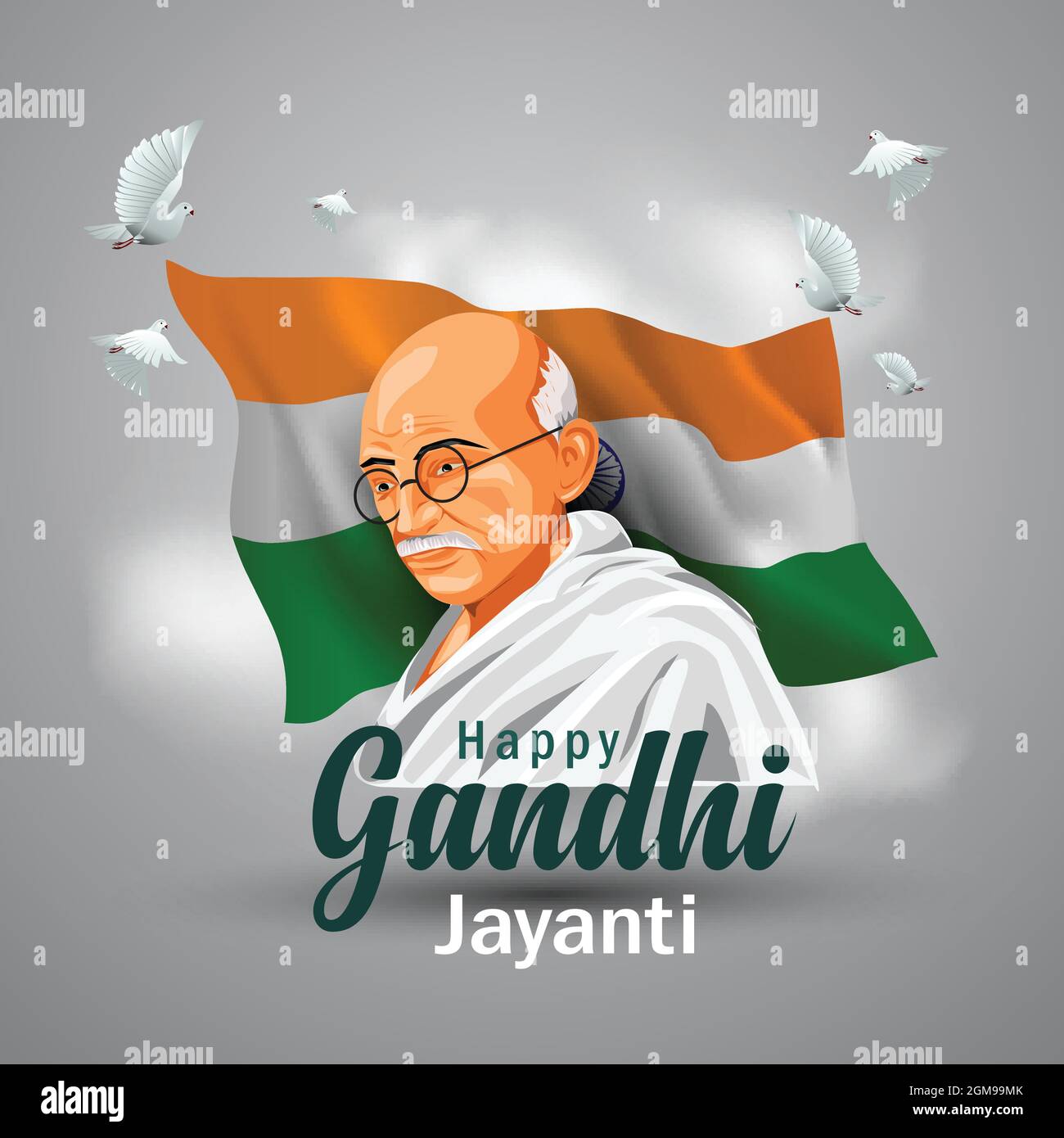 Mahatma Gandhi jayanti - 2021 2 octobre avec illustration vectorielle créative, Mohandas Karam Chandra Gandhi Birthday. Illustration de Vecteur