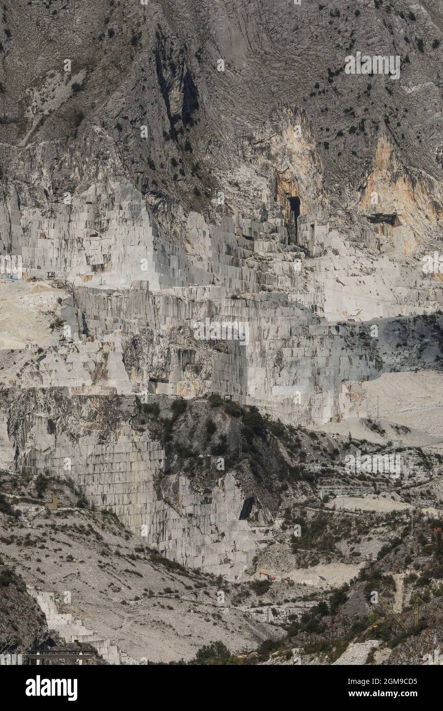 CARRIÈRES DE MARBRE DE CARRARA, ITALIE Banque D'Images