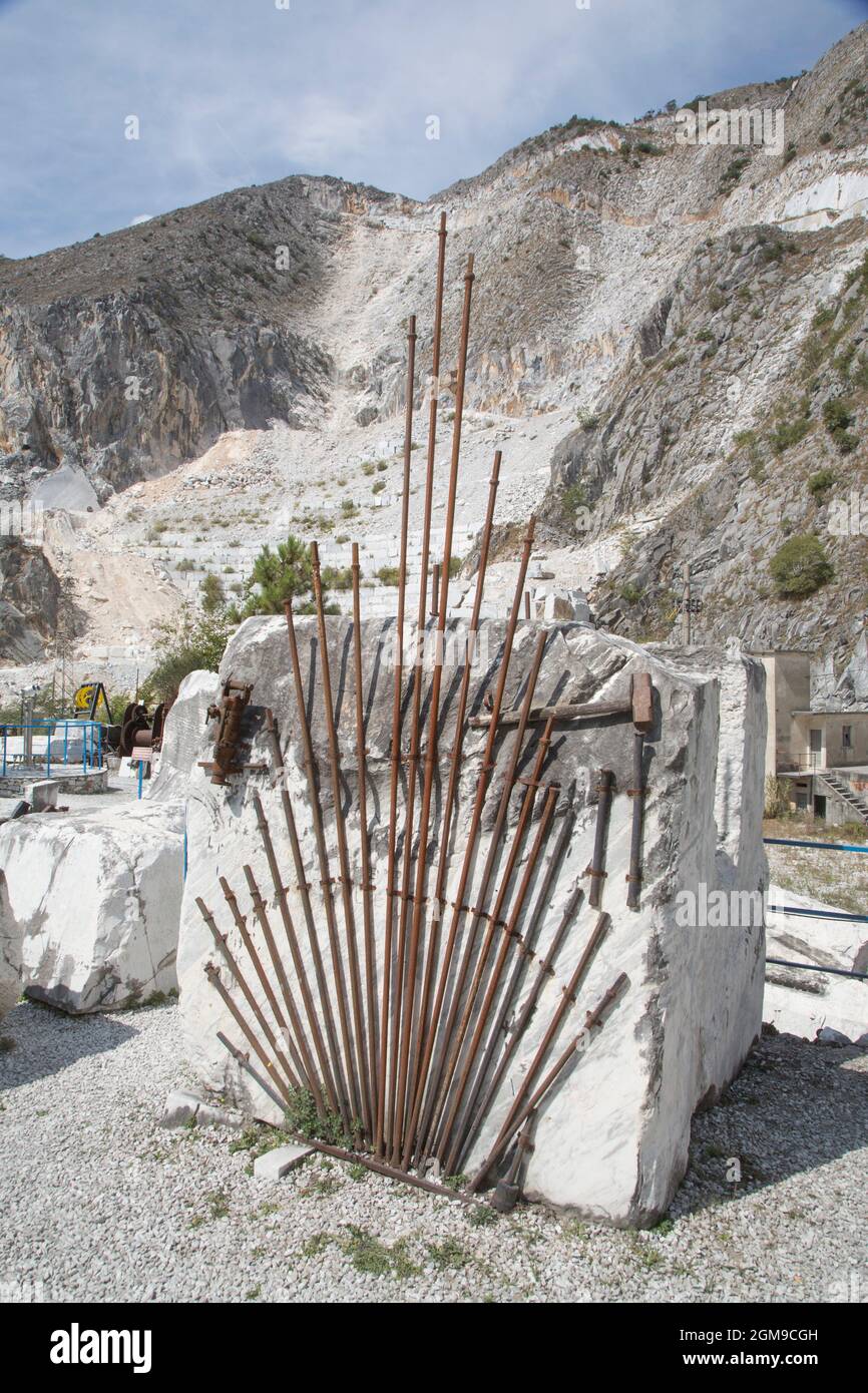 CARRIÈRES DE MARBRE DE CARRARA, ITALIE Banque D'Images