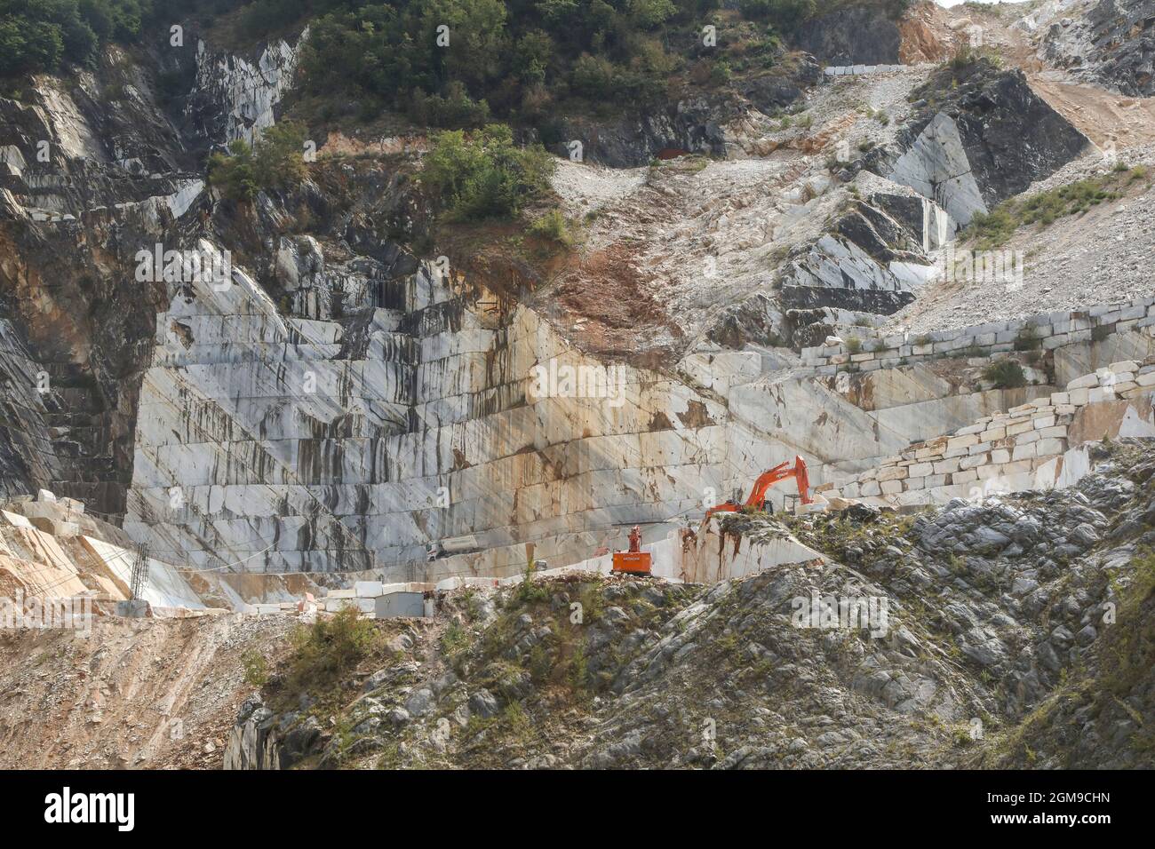 CARRIÈRES DE MARBRE DE CARRARA, ITALIE Banque D'Images