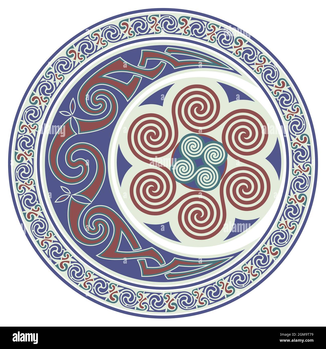 Design celtique rond. Mandala celtique, lune cornée celtique Illustration de Vecteur