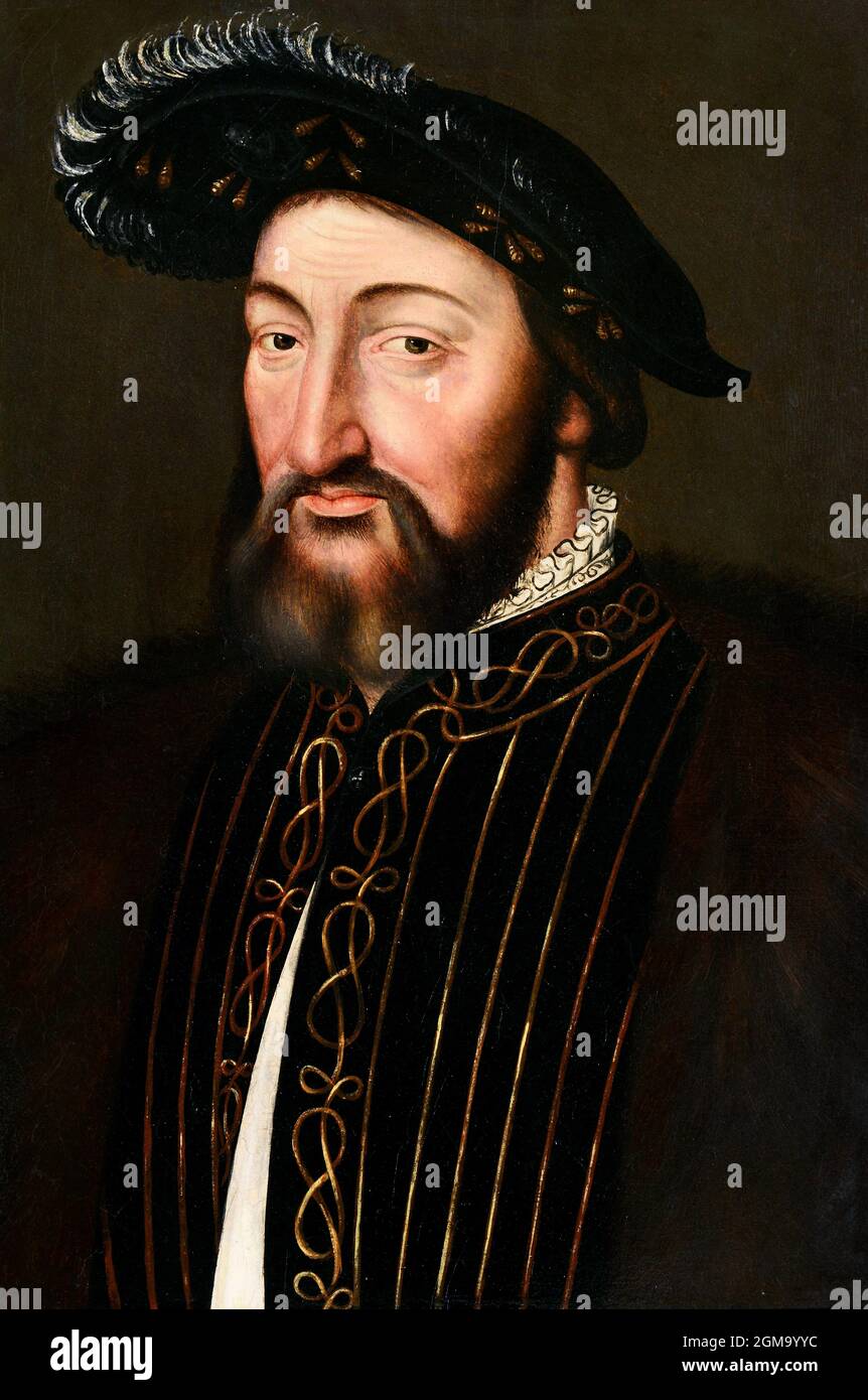 Roi François Ier de France (1494-1547), huile sur bois Banque D'Images