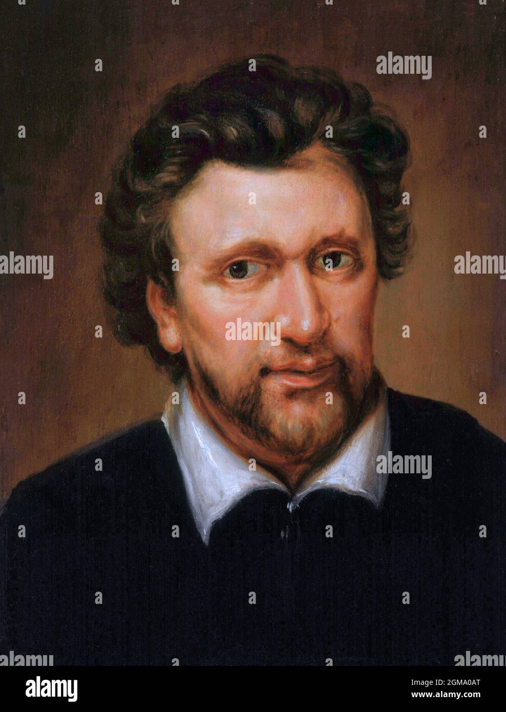 Ben Jonson. Portrait du dramaturge anglais d'après Abraham van Blijenberch huile sur toile, début du XIXe siècle Banque D'Images