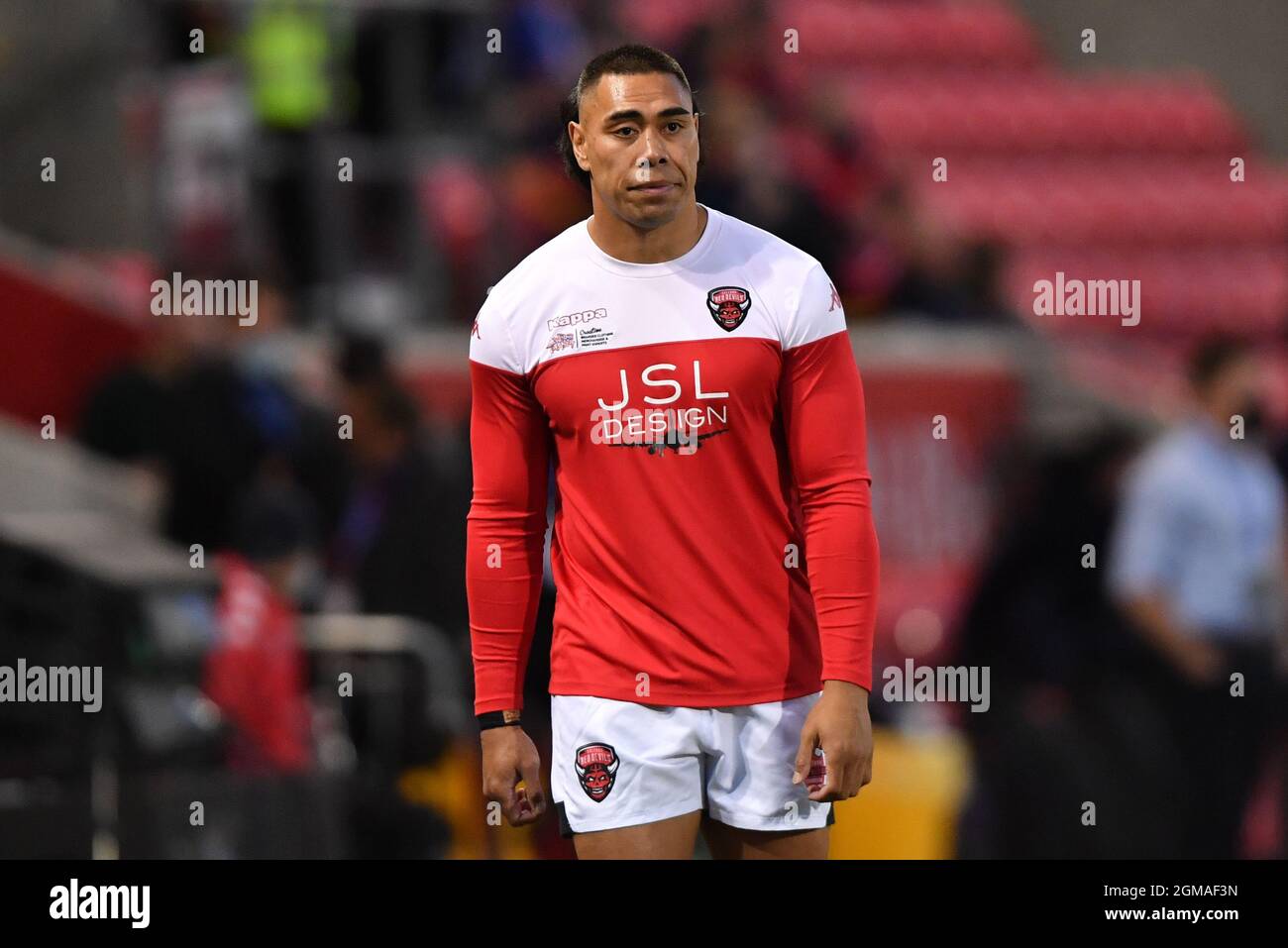 Manchester, Royaume-Uni. 17 septembre 2021. Ken SIO (2) de Salford Red Devils pendant l'échauffement, le 9/17/2021. (Photo de Richard long/News Images/Sipa USA) crédit: SIPA USA/Alay Live News crédit: SIPA USA/Alay Live News Banque D'Images