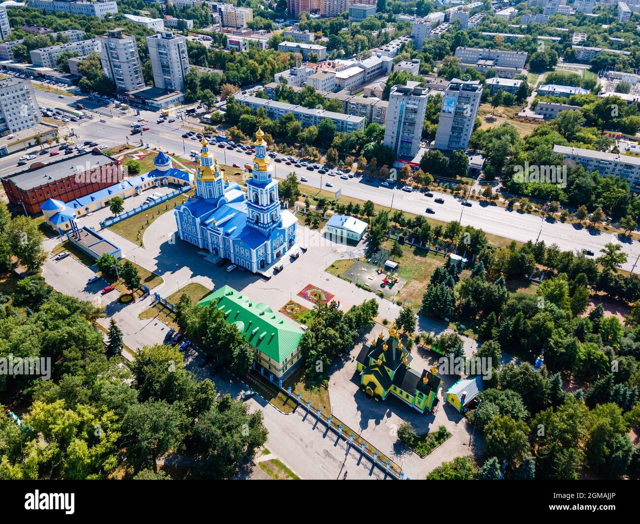 Vue aérienne du centre d'Ulyanovsk, Russie. Panorama de la ville d'en haut Banque D'Images