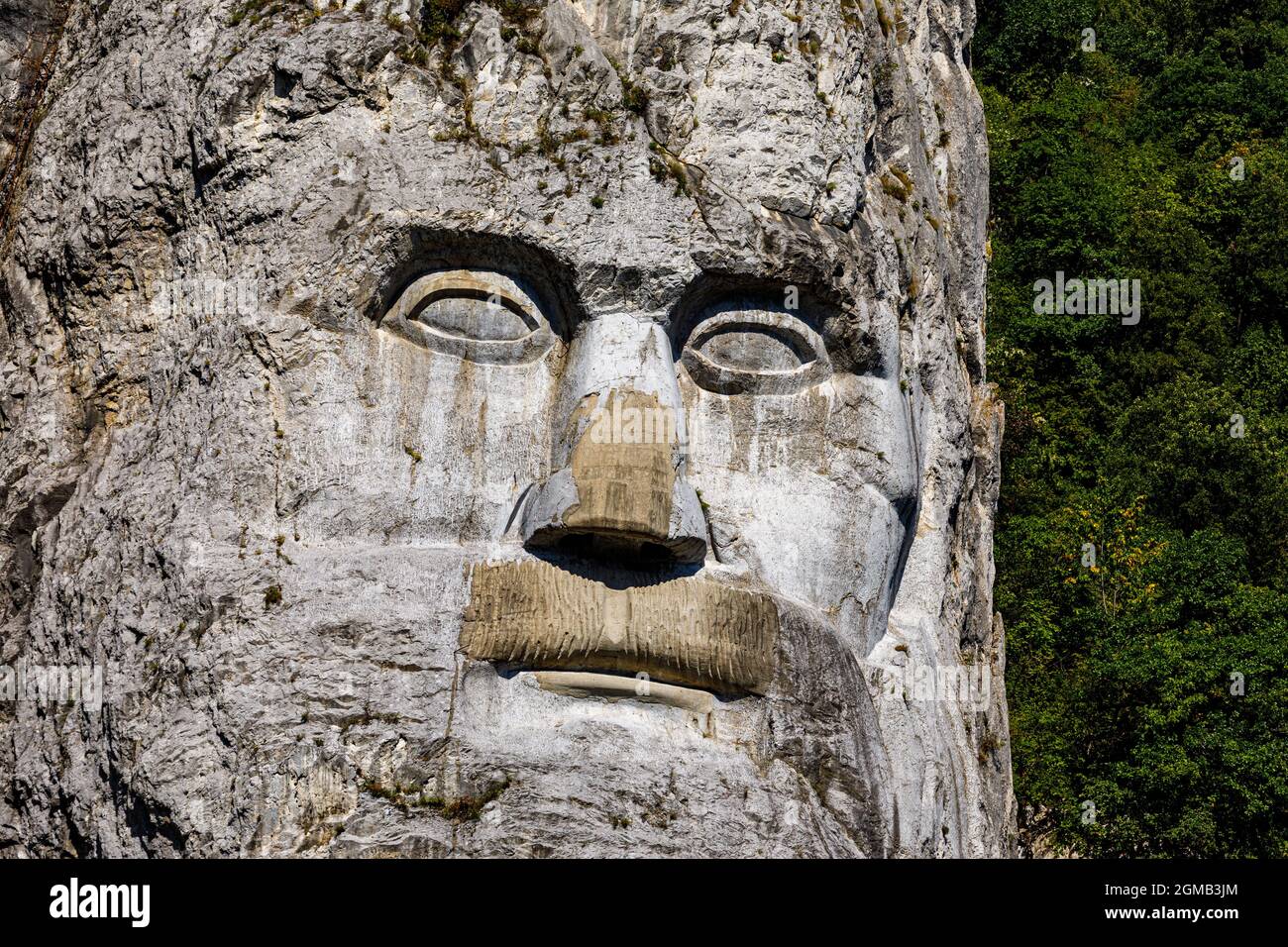 La statue de Decebal Rex sur le Danube en Roumanie Banque D'Images