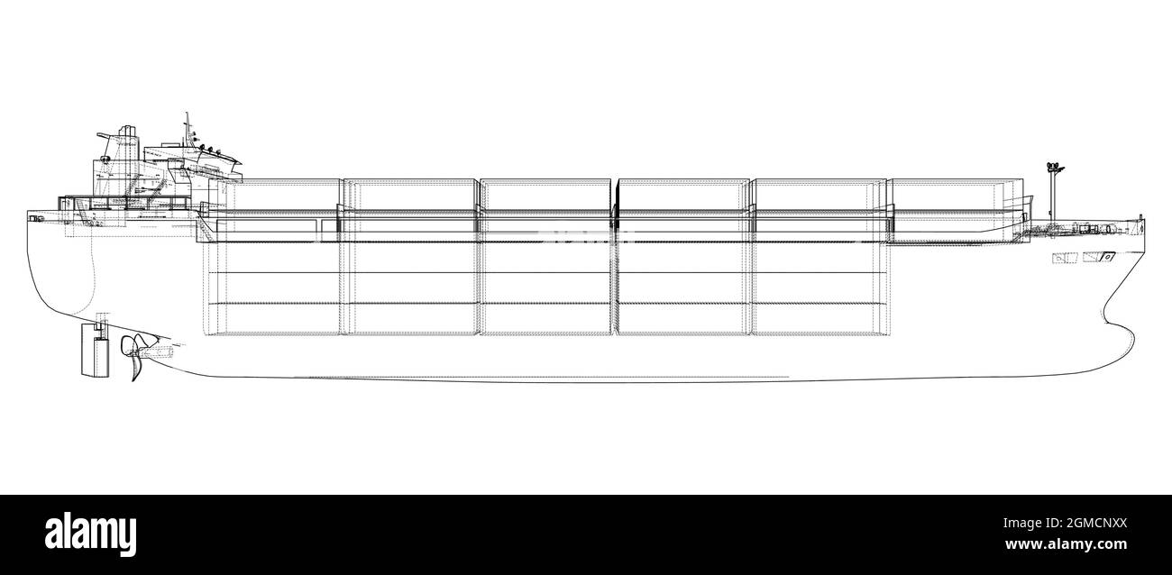 D'un cargo avec des conteneurs. Vector Illustration de Vecteur