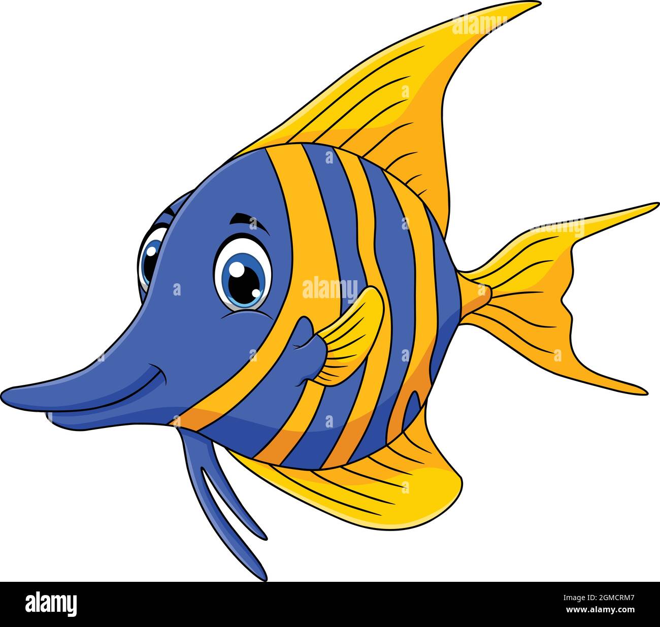 Illustration de dessin animé vecteur animal aquatique mignon Angel Fish Illustration de Vecteur