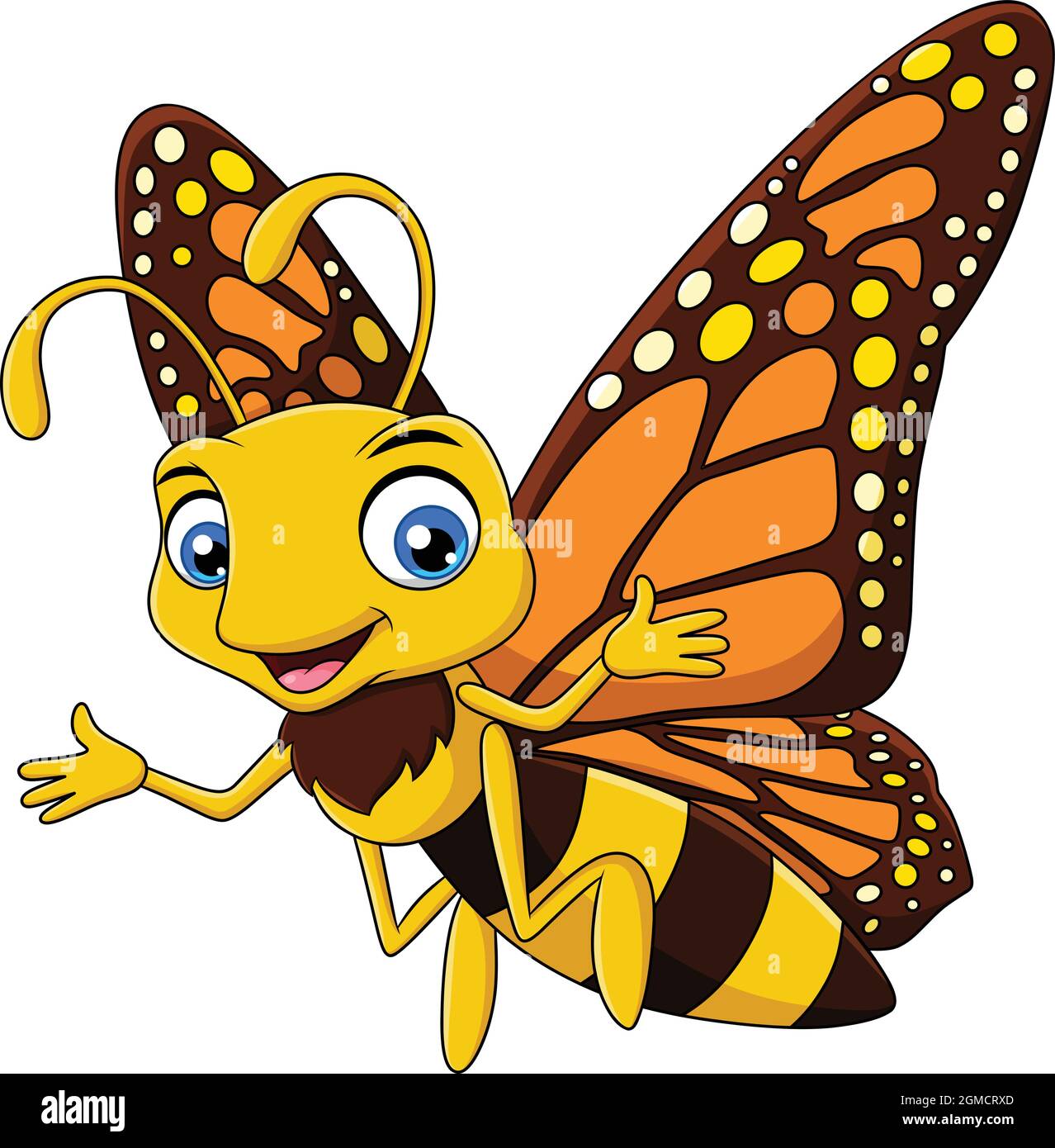 Illustration vectorielle de dessin animé papillon mignon Illustration de Vecteur