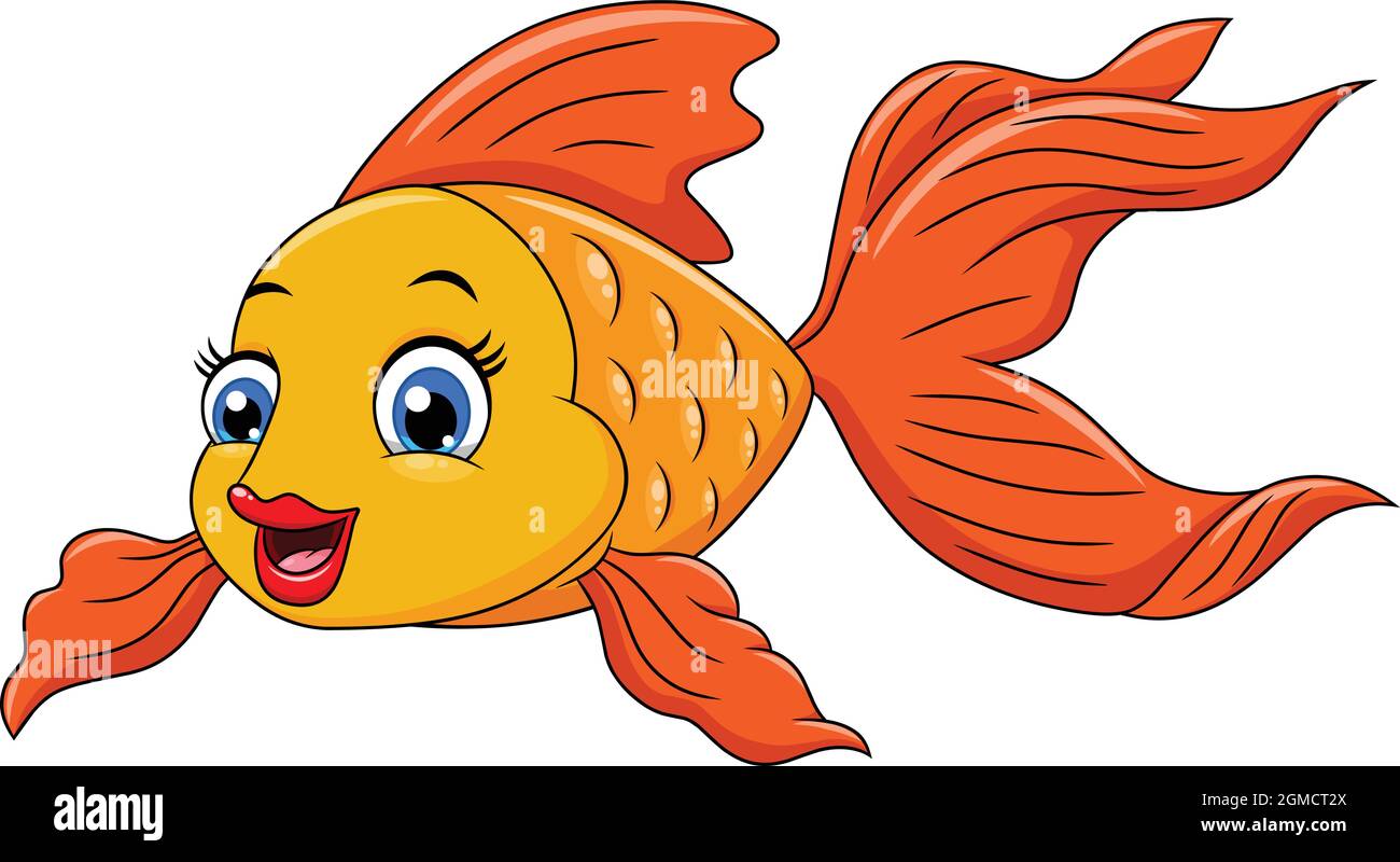 Illustration vectorielle de dessin animé mignon de poisson doré Illustration de Vecteur