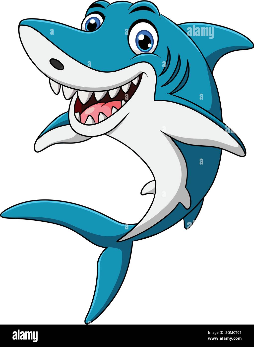 Illustration vectorielle de dessin animé mignon Shark Fish Illustration de Vecteur
