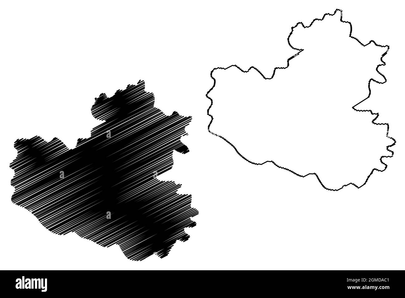 District de Basti (État de l'Uttar Pradesh, République de l'Inde) carte illustration vectorielle, scribble sketch carte de Basti Illustration de Vecteur
